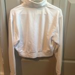 Aritzia Tna AIRYAF Fleece Cropped Quarter Zip Cropped White Sweatshirt Medium Photo 3