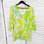 Lilly Pulitzer Vintage Tropical Print Terrycloth Swim Cover Dress Green XS Photo 6