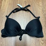 Adore Me  Womens Solid Black Push Up Halter Bikini Swim Top Size 34A Bra Cup Photo 0