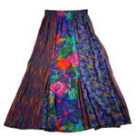 VTG Carole Little Petites 6P Multi Color Floral Watercolor Midi Skirt Women 90s Blue Photo 0
