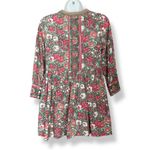 Rain & Rainbow Floral Top Kurti Tunic Peplum Cropped Sleeve Small Women Blouse Pink Photo 1