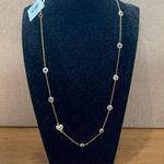 Juicy Couture Silver Pave Crystal and Heart Charm Gold Tone Chain Necklace NWT Photo 0