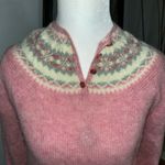 Susan Bristol Pink Women's Sweater with Patterned Collar Photo 1