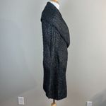 Cache  Cardigan Sweater Medium Black Silver Metallic Knit Belted Shawl Collar New Photo 5