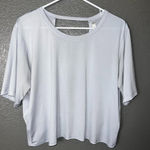 Fabletics Women’s Size XXL Light Gray Activewear Tee – Short Sleeve Open Back Sp Photo 0