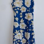 Blue and White Flower Fitted Maternity Dress Photo 2