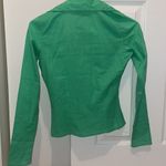 Pretty Little Thing Womens New  Green Linen Feel Fitted Hook and Eye Shirt Photo 7