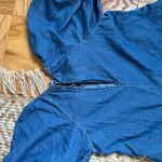 ASOS DESIGN soft denim romper with balloon sleeves in dark mid blue Photo 11