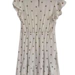 Mine White Mini Dress w/ Tan Polka Dots and Ruffled Hem & Sleeves Women’s Large Photo 1