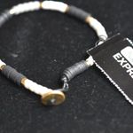 EXPRESS NWT  Black/Gray/White Stacked Stone Gold Tone Button Latch Bracelet Photo 0