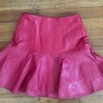 Karina Grimaldi NWT Pink 100% Lamb Leather Ruffle Mini skirt Photo 0