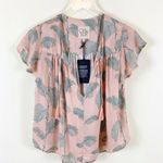 Chaser Flutter Sleeve Tropical Blouse Size Small Pink Green Lightweight NWT Photo 1