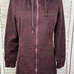 WELL + CALM Women's Hooded Zip Front Fleece Jacket Burgundy Photo 0