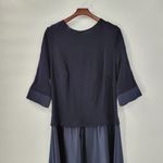 Tadashi Vintage Womens Evening Gown 18 Blue Satin Skirt Formal Maxi 3/4 Sleeve Photo 3