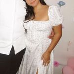 House Of CB 'Tallulah' White Floral Puff Sleeve Midi Dress NWOT L Photo 1