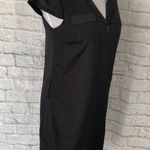 EXPRESS women XS black V-neck cap sleeve shift dress w/satin bottom Photo 3