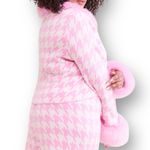 Show Me Your Mumu  3X Pink Houndstooth Faux Fur Zip Jacket Barbiecore Coquette Photo 2