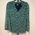 Chico's  Abstract Dot Print Blouse V-Neck Green Blue Size 3 US 16/18 Photo 1