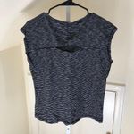 T by Talbot EUC Women's Black White Stripe Cap Sleeve Tee Cutout Back MP Size undefined Photo 3