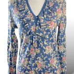 Ralph Lauren Lauren  Liberty Floral Ruffle Henley V-Neck Small Cottagecore Femme Photo 0