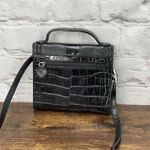 Brighton  Black Vintage Leather Croc Crossbody‎ Convertible Belt Wallet Bag Photo 1