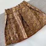 Dance & Marvel Gold Navy Blue Paisley Structured Pleated Mini Skirt Size Small Photo 8