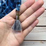 Lucky Brand LK7TF37 Blue Halter Romper Boho Geometric Print Tassel Tie Medium Photo 6