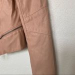 Caren Forbes Rosy Tan Vegan Leather Moto Jacket Size Large Photo 2