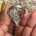 Vintage Silver Crystal Fashion Clover Ring Size 7 Photo 3