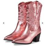 MIA WOMENS‎   COWBOY METALLIC PINK BOOTS SIZE 7.5 Embroidered Western Festival Photo 0