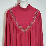 Chic Soul  Burgundy Embroidered Boho Blouse NWOT Size 1X Oxblood Embroidered Top Photo 1
