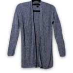 Tahari Long Sleeve Open Cardigan Marled Blue White Ribbed Knit M Photo 0