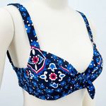 SWIMSUITS FOR ALL Paisley Bow Underwire Bikini Top Size 4 Photo 0