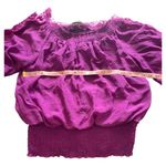 EUC Fuchsia peasant style crop top 3/4 bell sleeve boho indie sleaze XL Pink Photo 4