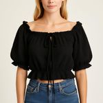 SheIn Black Off-Shoulder Crinkle Crop Top 3XL Photo 5
