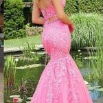 Mori Lee  Bright Pink 2 Piece Floral Sparkly Lace Up Prom Gown Photo 0