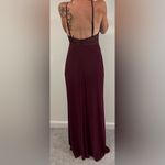 Blondie Nites  Gold Beaded Lace Illusion Sheath Gown – Burgundy Prom Dress Size 7 Photo 3