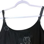 Made in Italy Embroidered Silk Blend Top VTG Sheer Lined Braided Straps Y2K Boho Black Size undefined Photo 2