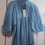 Wall Flower NWT NEVER A HIGH NECK TOP CAROLINA BLUE SEERSUCKER Size XS Photo 9