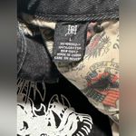 Ed Hardy ‎ Tigers Zipper Front Mini Denim Skirt Black Colorful Graphic Design L Photo 7