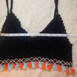 Women’s Adora Boho Crochet Crop Top With Tassels Black Festival Wear Size XS Photo 4