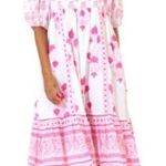 Tuckernuck Oliphant Puff sleeve midi Jaipur Pink XS Photo 0