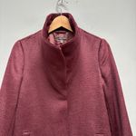 Eileen Fisher  High Collar Wool & Alpaca Blend Coat Casis Maroon XXS Photo 7