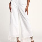Lulus Women’s Blissfully Boho Ivory Tasseled Wide-Leg Pants size Large Photo 0