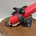 Schutz Malia Embellished Shell Material Bandana Print Slide Wrap Tie Sandals 9B Photo 1