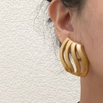 Unique Vintage 80’s Unsigned Gold-tone Sheet Runway Large Clip On Earrings 31g Photo 1