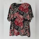 julie's closet ‎ Blouse Womens Size 1X Floral Embellished Kimono Style Red Black Photo 1