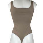 Aritzia Babaton Taupe Gray Sleeveless Square Neck Thong Tank Bodysuit Top Size S Photo 1