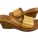 Born Drilles Wedge Sandals Womens 8 US / 39 EU Slip On Strap Slides Earth tones Photo 0