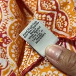 Indikka Women's Orange White Embroidered Beaded Cotton Tunic Top Size Large Photo 4